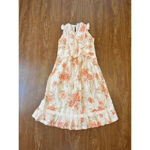 April Cornell Vintage 90s Girls 7/8 Pink Floral Summer Dress 100% Cotton Cottage